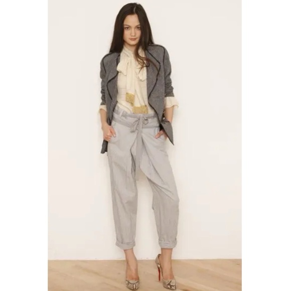3.1 Philip Lim Gray Thin Stripe Cotton Linen Wrap Front Ankle Pants 2010 Size 6 - Picture 14 of 14